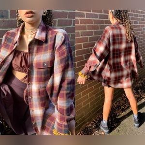 Collusion Oversized Shacket in Brown Check